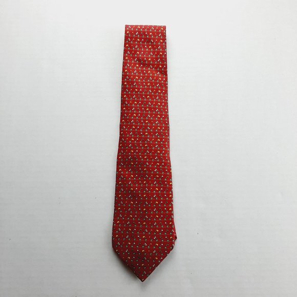 Salvatore Ferragamo Mens Tie Red Multi Buoy Print 100% Silk Classic Nautical - Picture 2 of 6